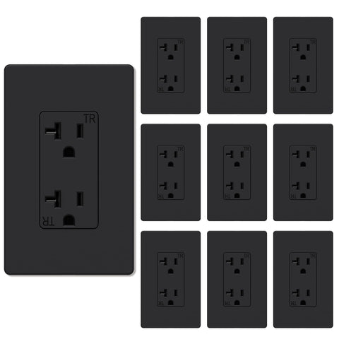 WEBANG decorator wall outlet 20A with sleek matte black finish.