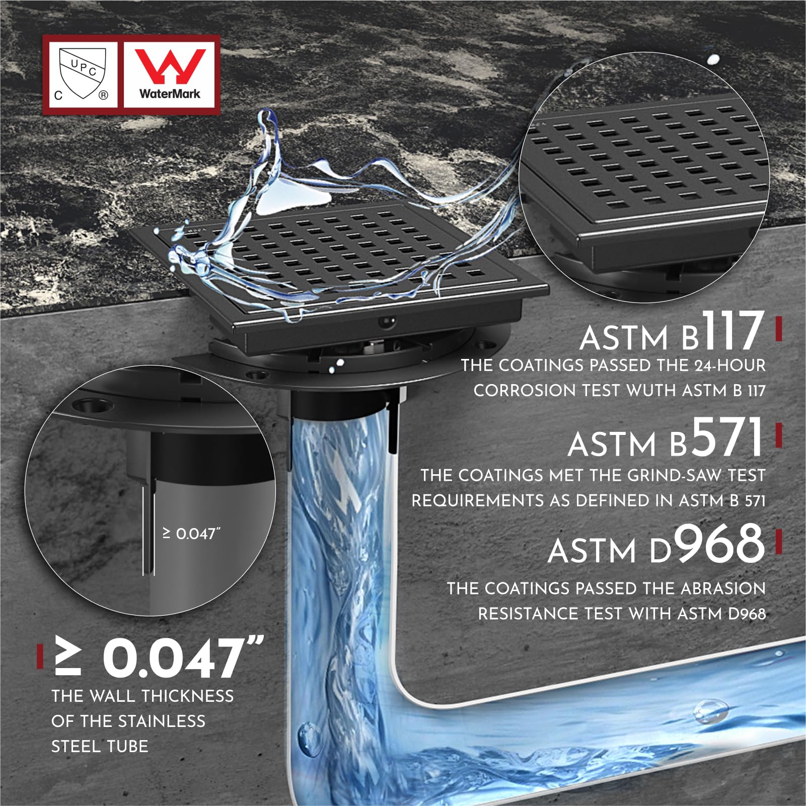 WEBANG Matte black finish adds modern style to any shower space.