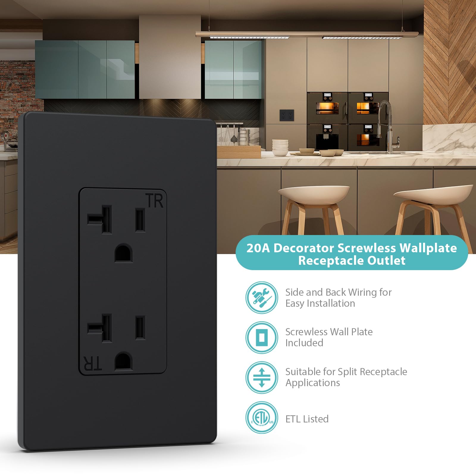WEBANG screwless wall plate complements contemporary decor.