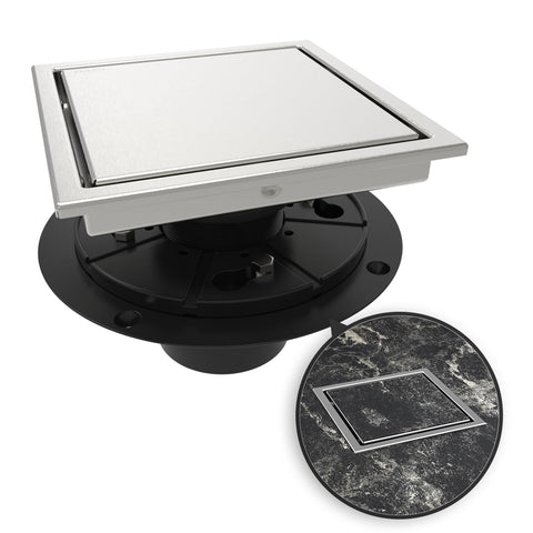 WEBANG square shower drain brushed cover blends with floors and improves flow