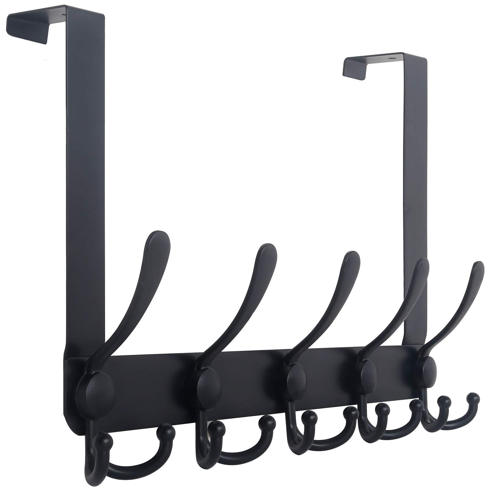 WEBI over-the-door hook with five hooks keeps coats neatly organized.