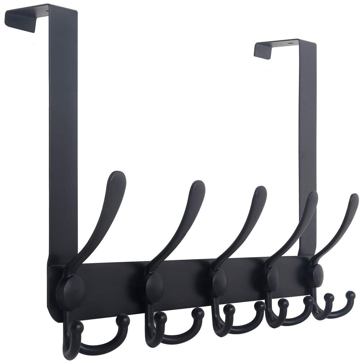 WEBI over-the-door hook with five hooks keeps coats neatly organized.