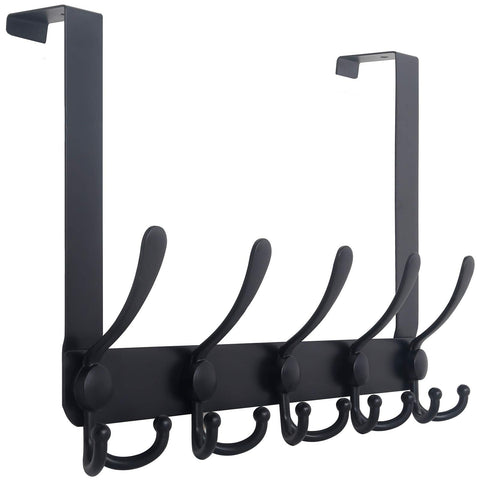 WEBI over-the-door hook with five hooks keeps coats neatly organized.