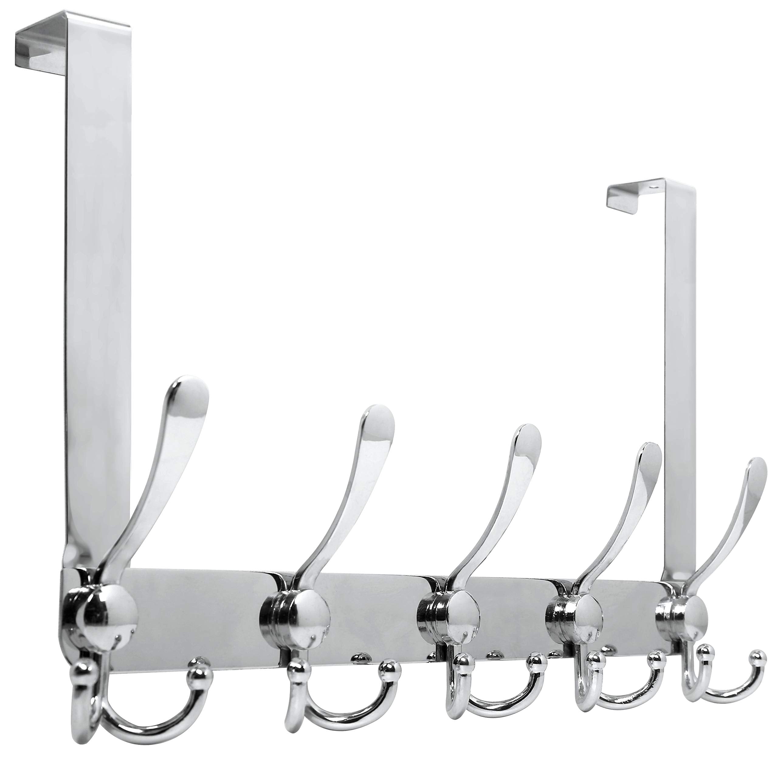 WEBI over-the-door hook with five tri-hooks keeps coats organized and off the floor.