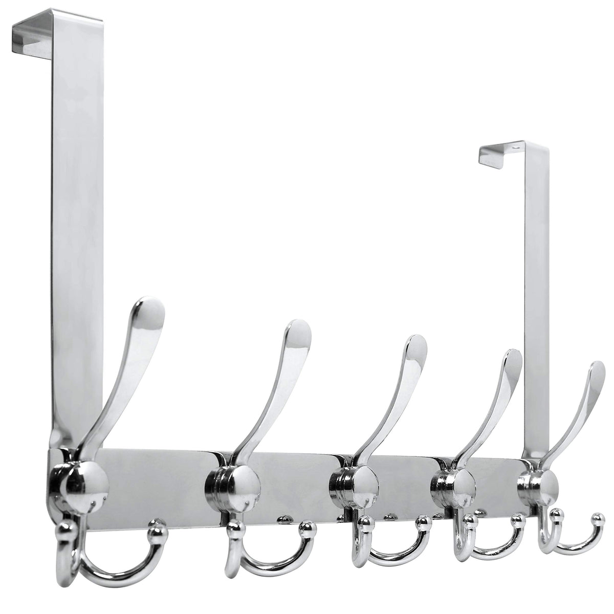 WEBI over-the-door hook with five tri-hooks keeps coats organized and off the floor.