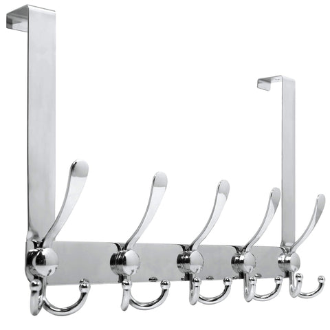 WEBI over-the-door hook with five tri-hooks keeps coats organized and off the floor.