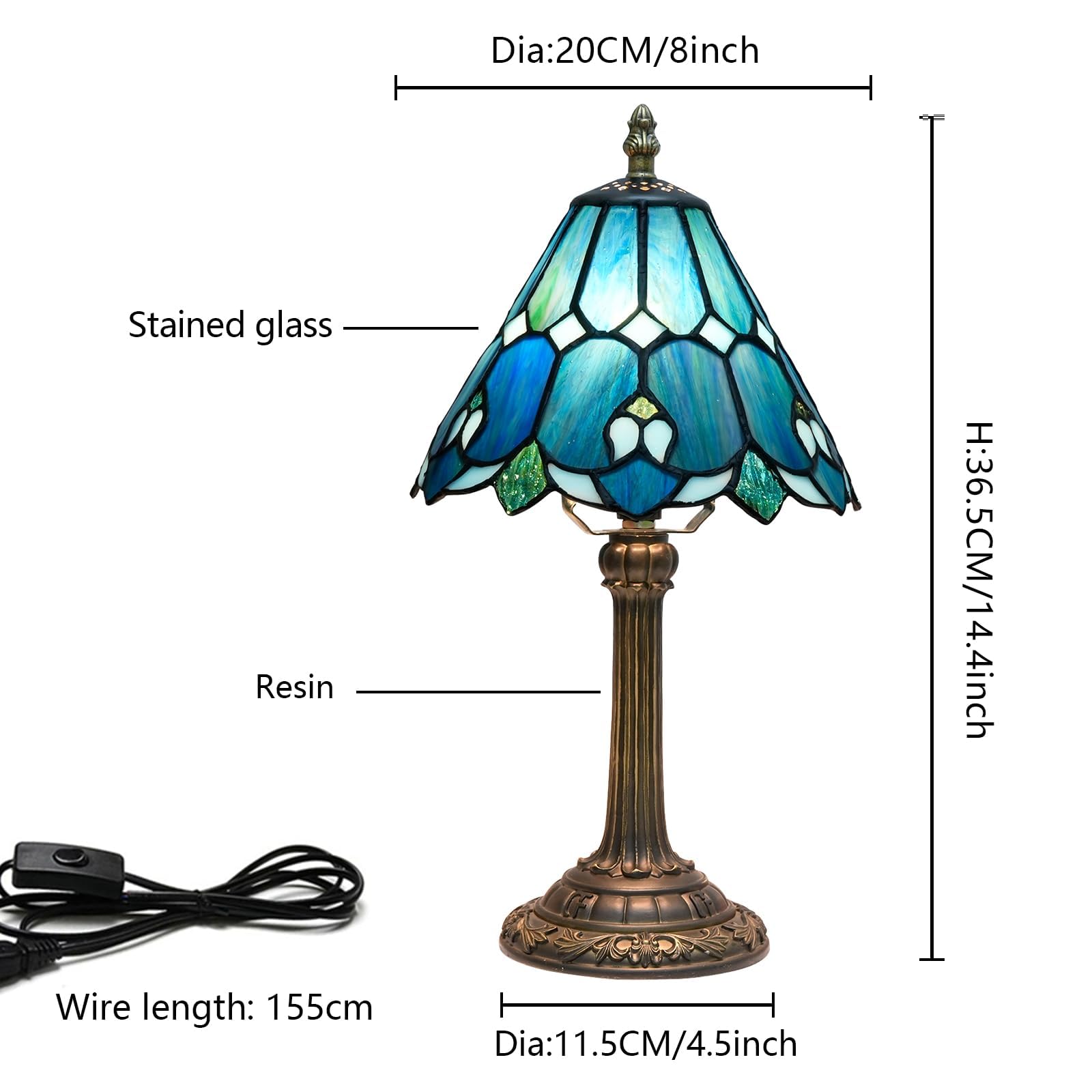Wecrejoni stained-glass shade adds artistic glow to any room.