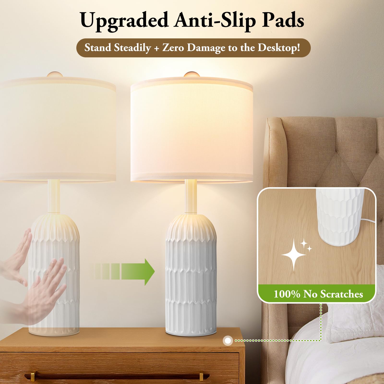 Weddeg anti-slip base keeps the lamp stable on any surface.