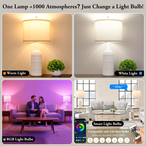 Weddeg lamp features E26 socket compatibility for standard or smart bulbs.