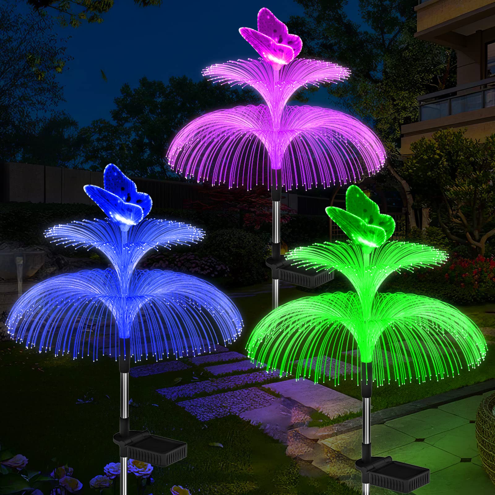 Weepong solar butterfly jellyfish lights for garden ambiance