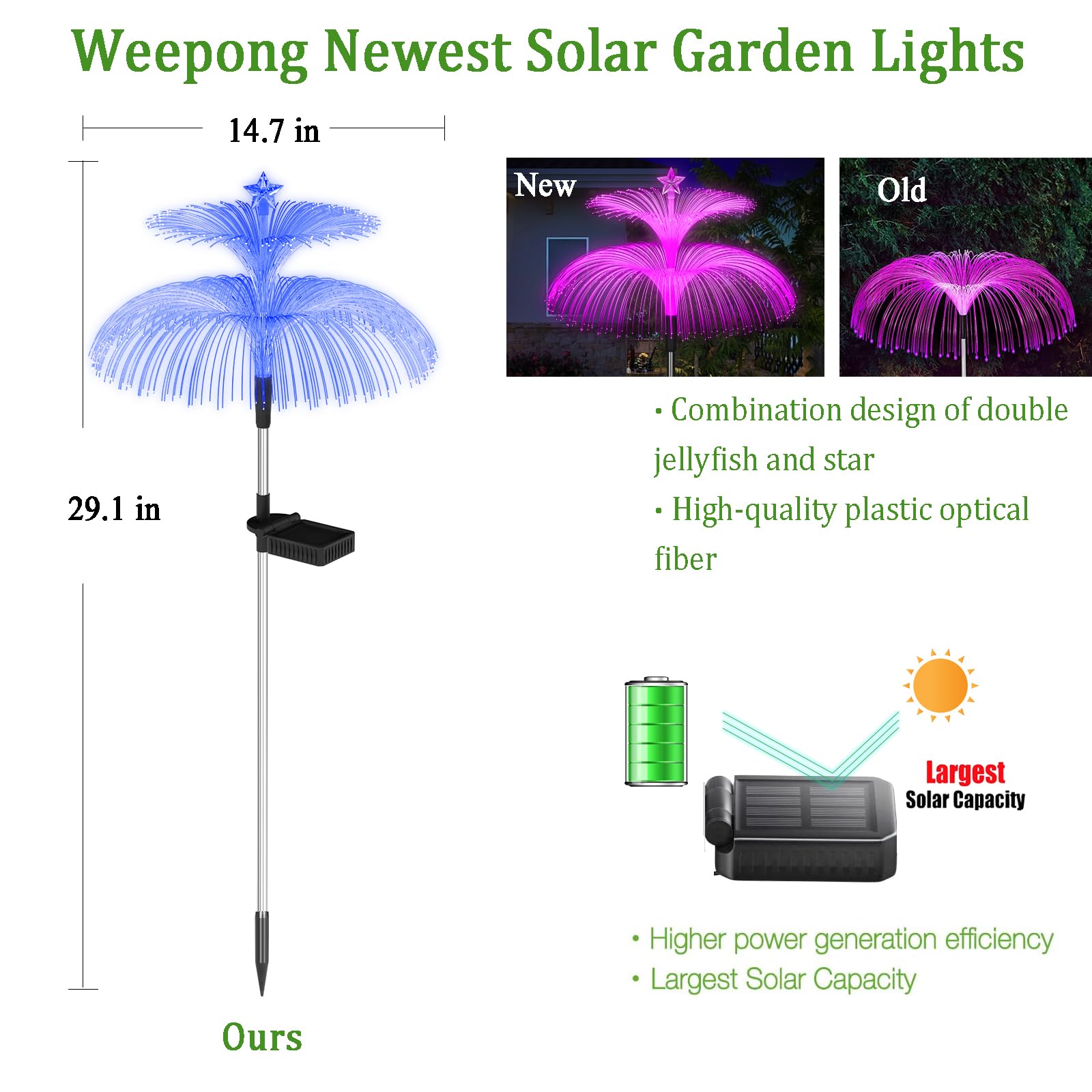 Weepong 7-color RGB lights for festive garden evenings.