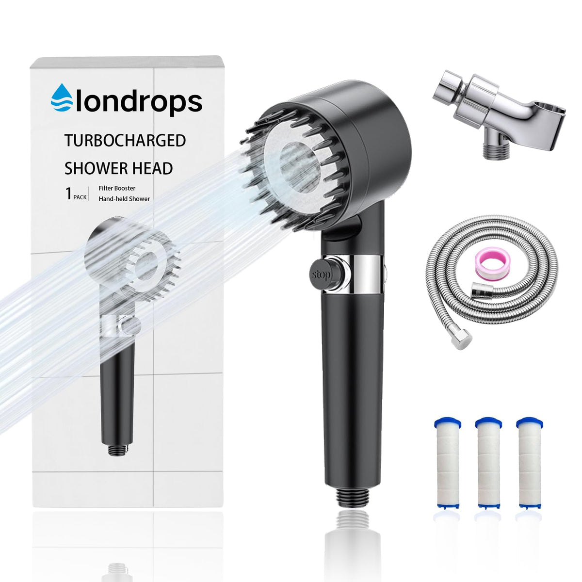WEERSHUN IonDrops filtered showerhead high-pressure handheld for quick, thorough rinses
