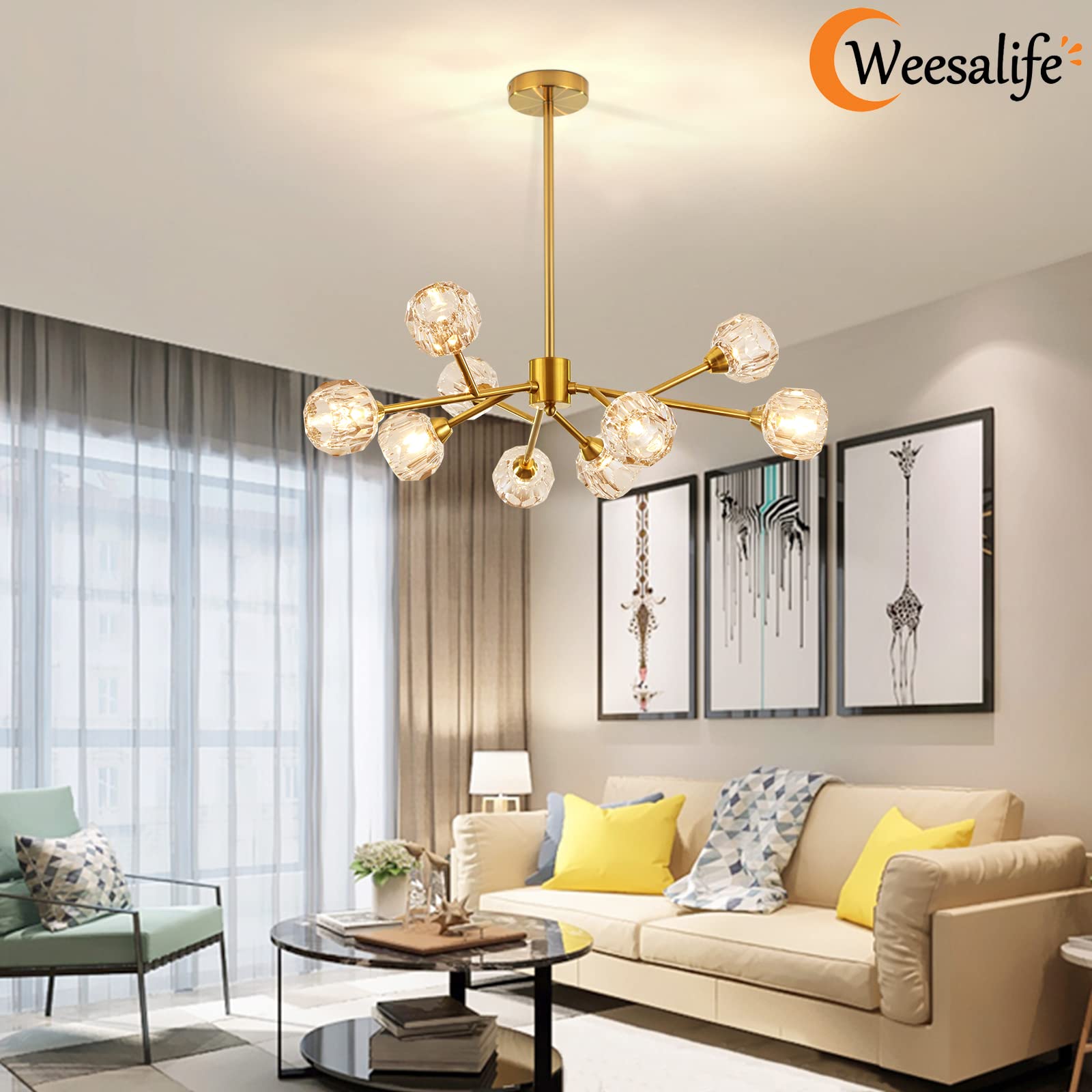Weesalife Sputnik chandelier dimmable with compatible bulbs and dimmer switch