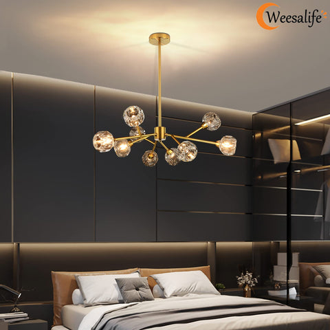 Weesalife Sputnik chandeliers hanging rods enable adjustable height installation