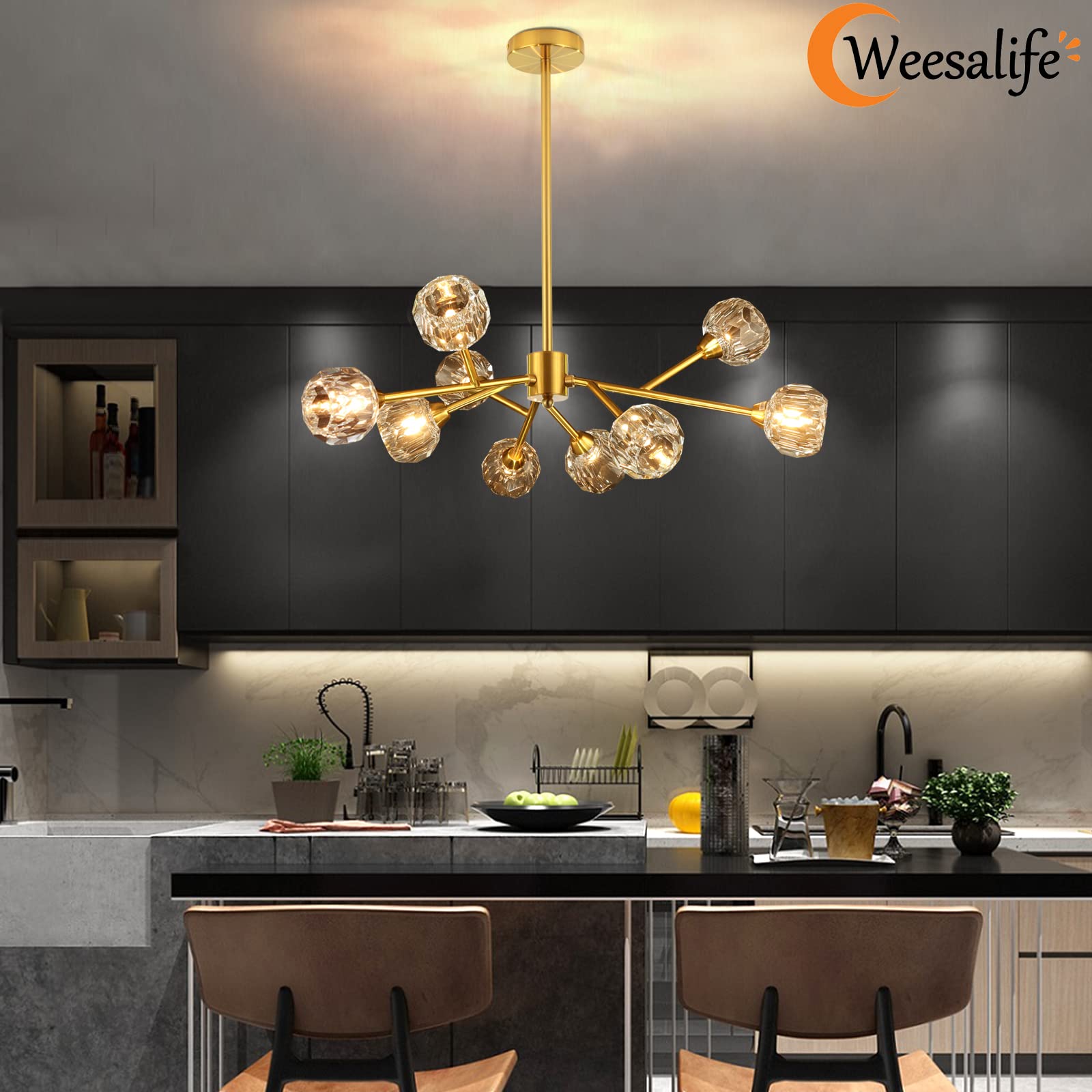 Weesalife Sputnik chandeliers include installation accessories and detailed instructions