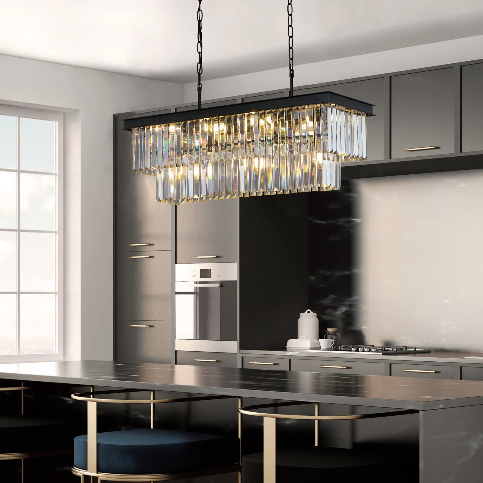 Weesalife two-tier black frame highlights modern elegance and crystal sparkle