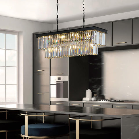Weesalife two-tier black frame highlights modern elegance and crystal sparkle