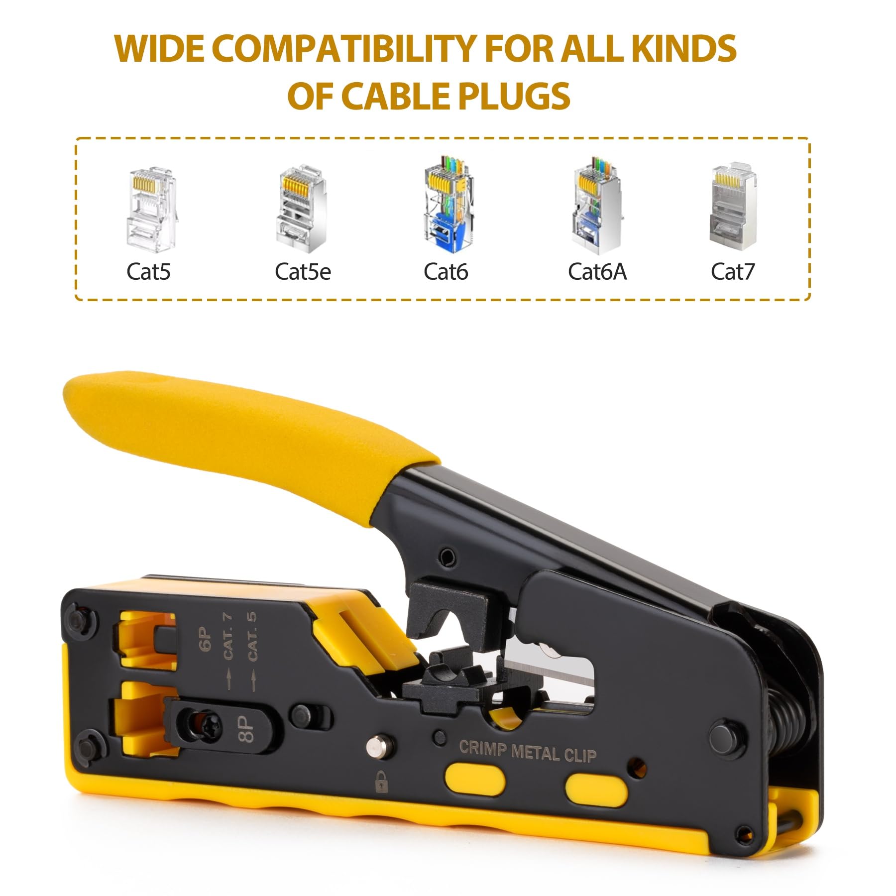 WEETOTUNG RJ45 crimp tool pass-through kit blue connector covers organized