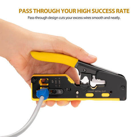 WEETOTUNG RJ45 crimp tool pass-through kit connectors 30pcs ready for install