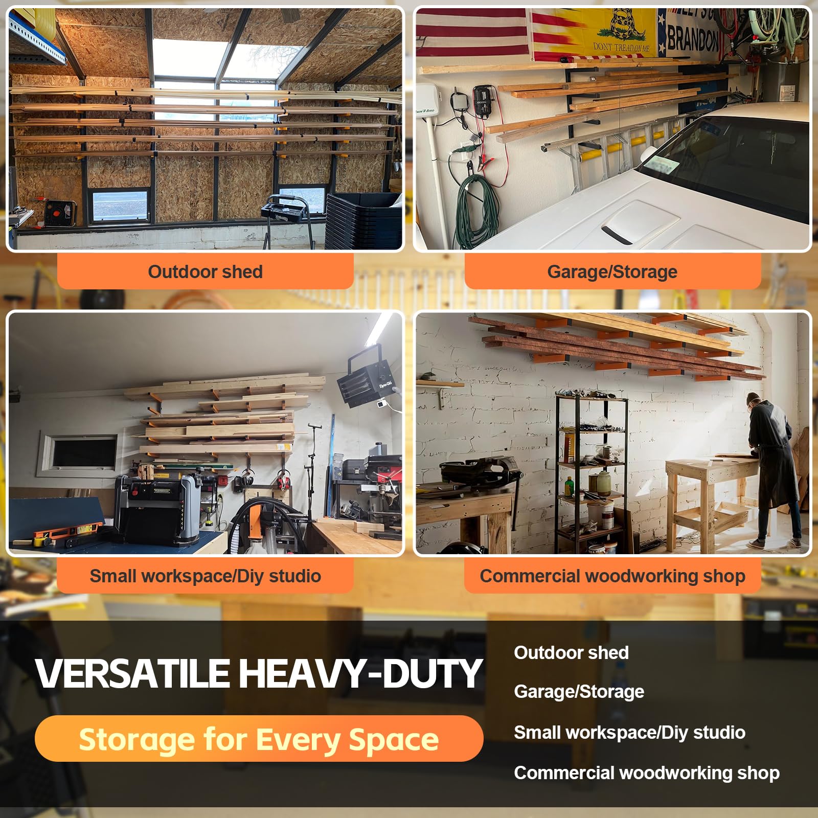 Wefaith firewood option converts shelves into a dry, easy-to-grab rack.