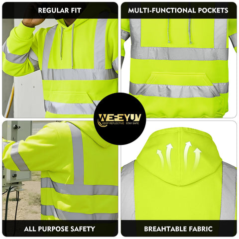wefeyuv hi vis sweatshirt ANSI Class 3 certified for low-light safety