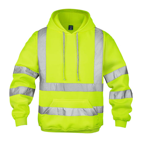 wefeyuv hi vis sweatshirt pullover yellow front view for high visibility during work