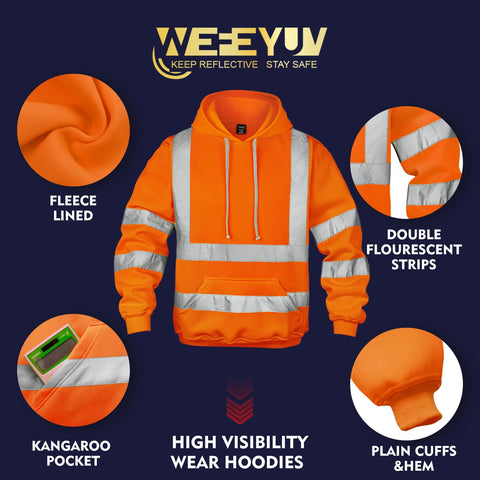 wefeyuv high visibility hoodie breathable polyester fleece fabric