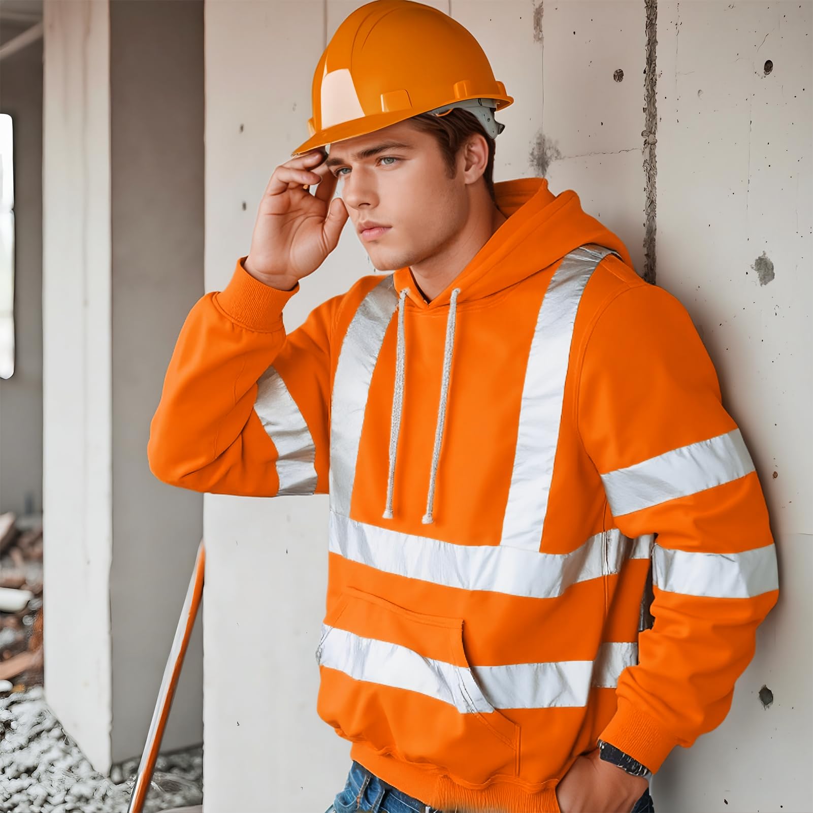wefeyuv high visibility hoodie hood and neck area designed for chilly mornings