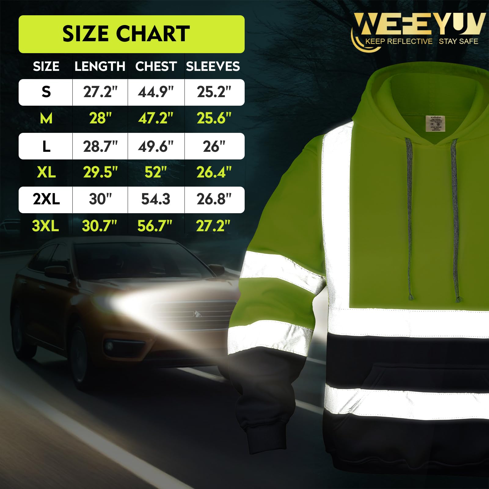 wefeyuv safety hoodie material close-up shows warm breathable fleece
