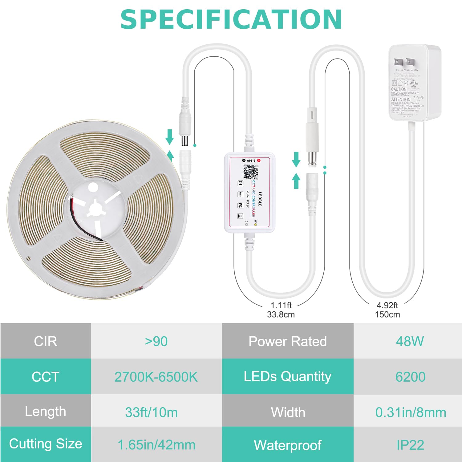 Wefomey COB LED strip light 8mm wide fits tight spaces with clean lines.