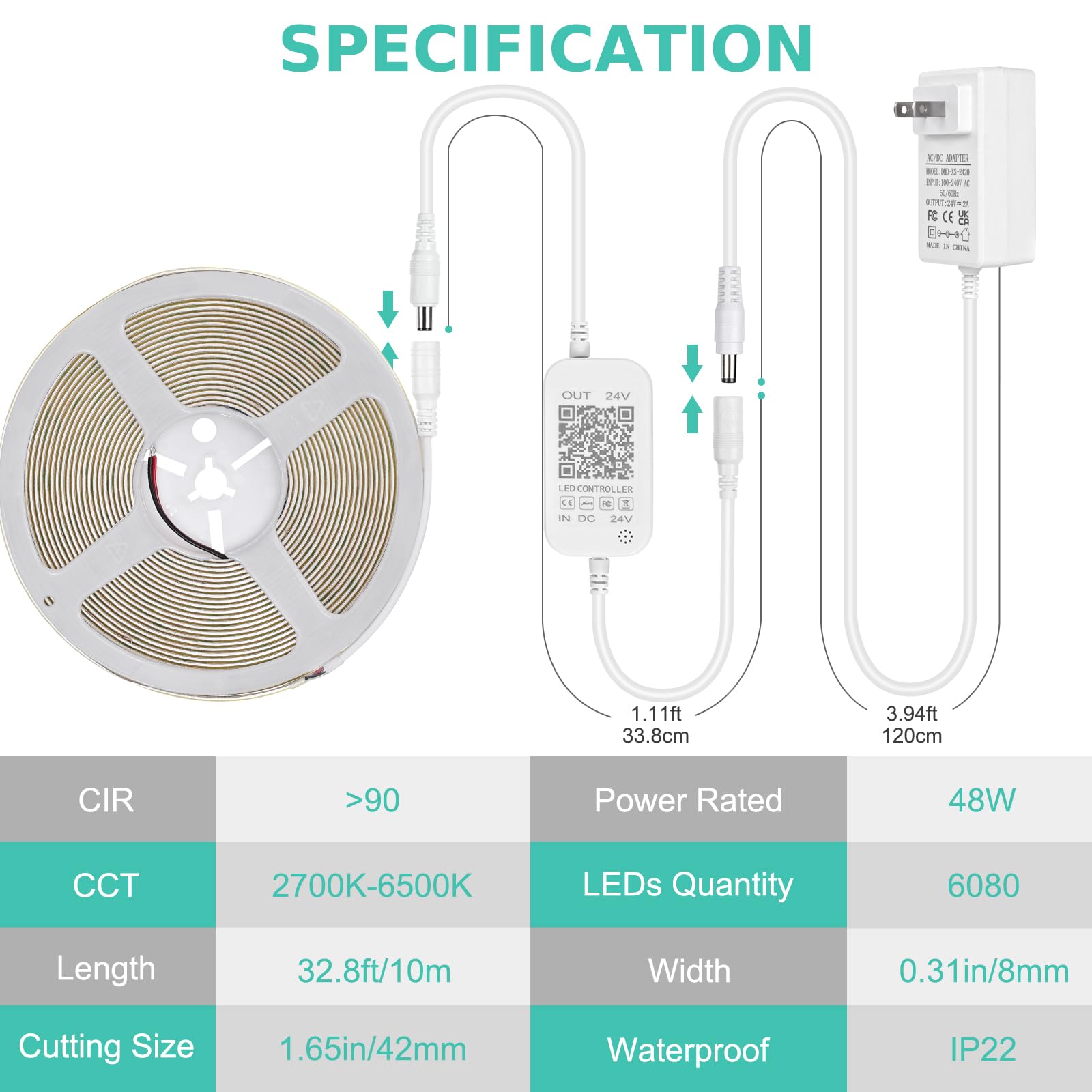 Wefomey COB LED strip light includes mounting brackets and screws