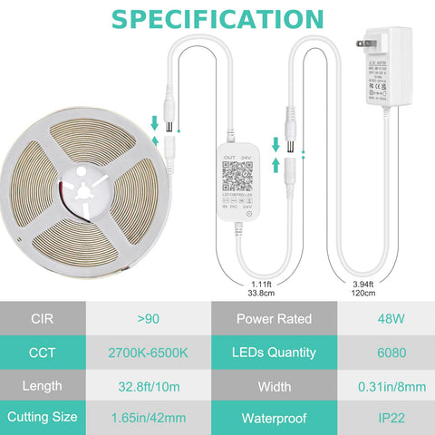 Wefomey COB LED strip light includes mounting brackets and screws