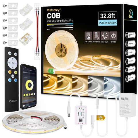 Wefomey COB LED strip light unboxing shows complete kit for easy setup and total control.
