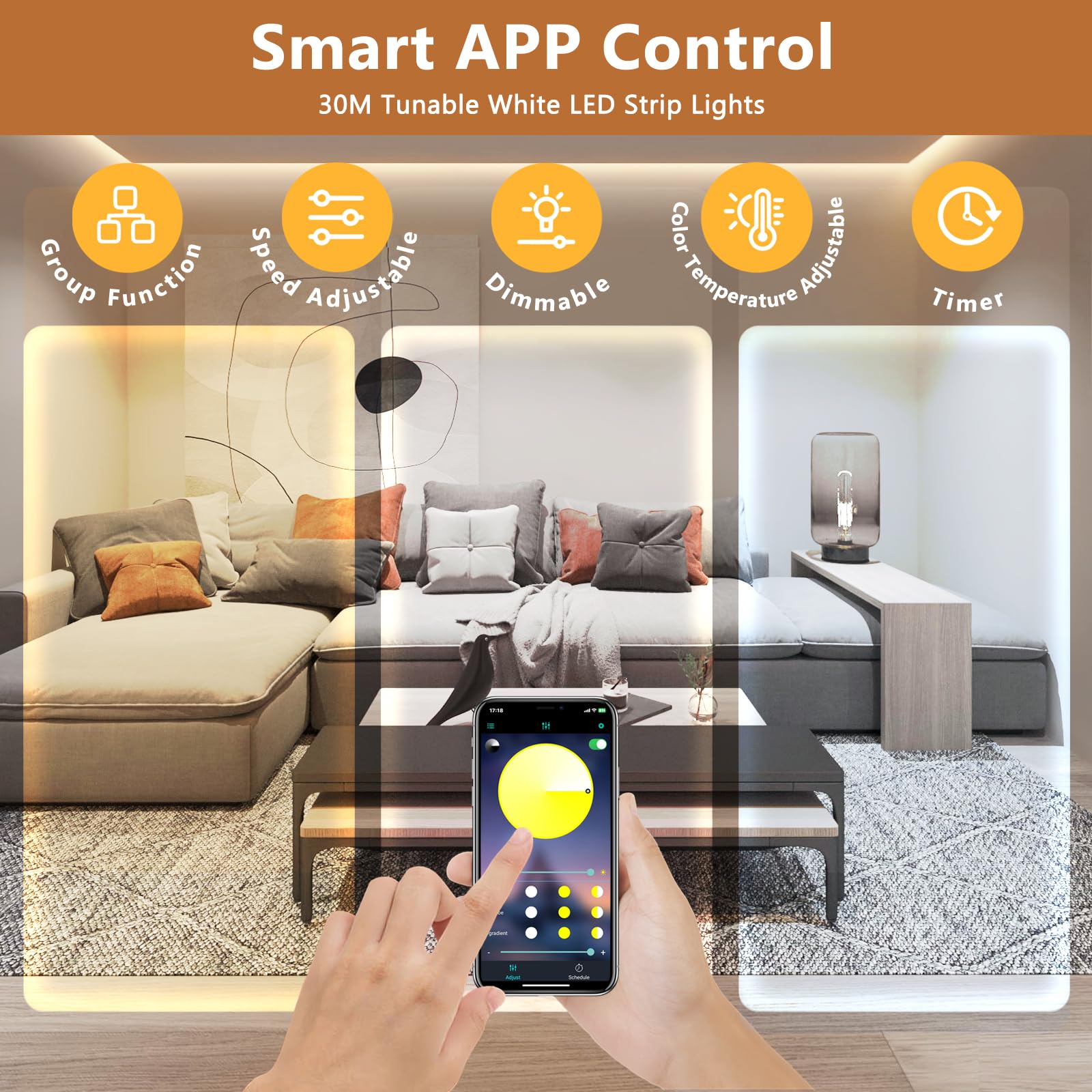 WeFomey LED strip app control enables wireless mood lighting setup.