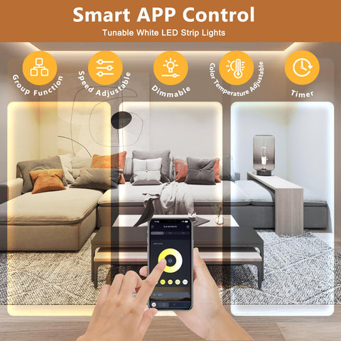 Wefomey LED strip with remote control enables quick dimming and color changes.
