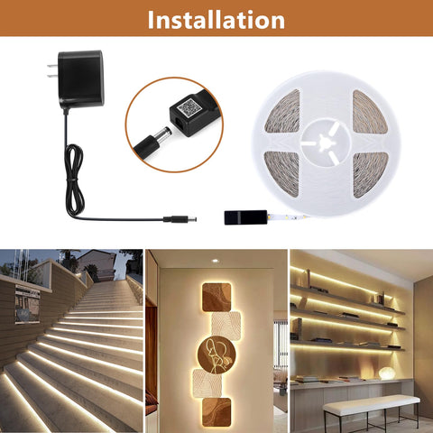 WeFomey LED strip with self-adhesive back simplifies installation.