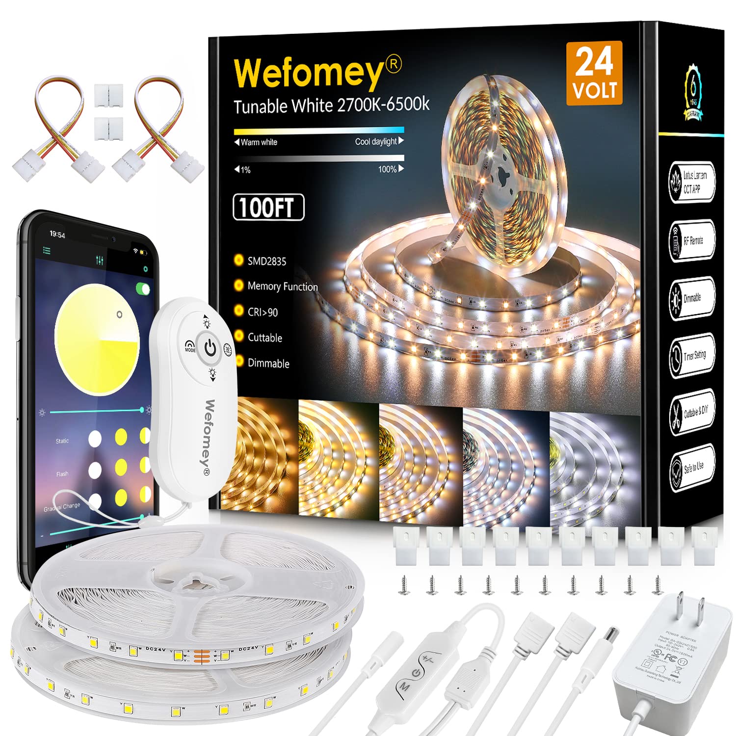Wefomey LED strip two rolls of 50ft illuminate a large living space with seamless brightness