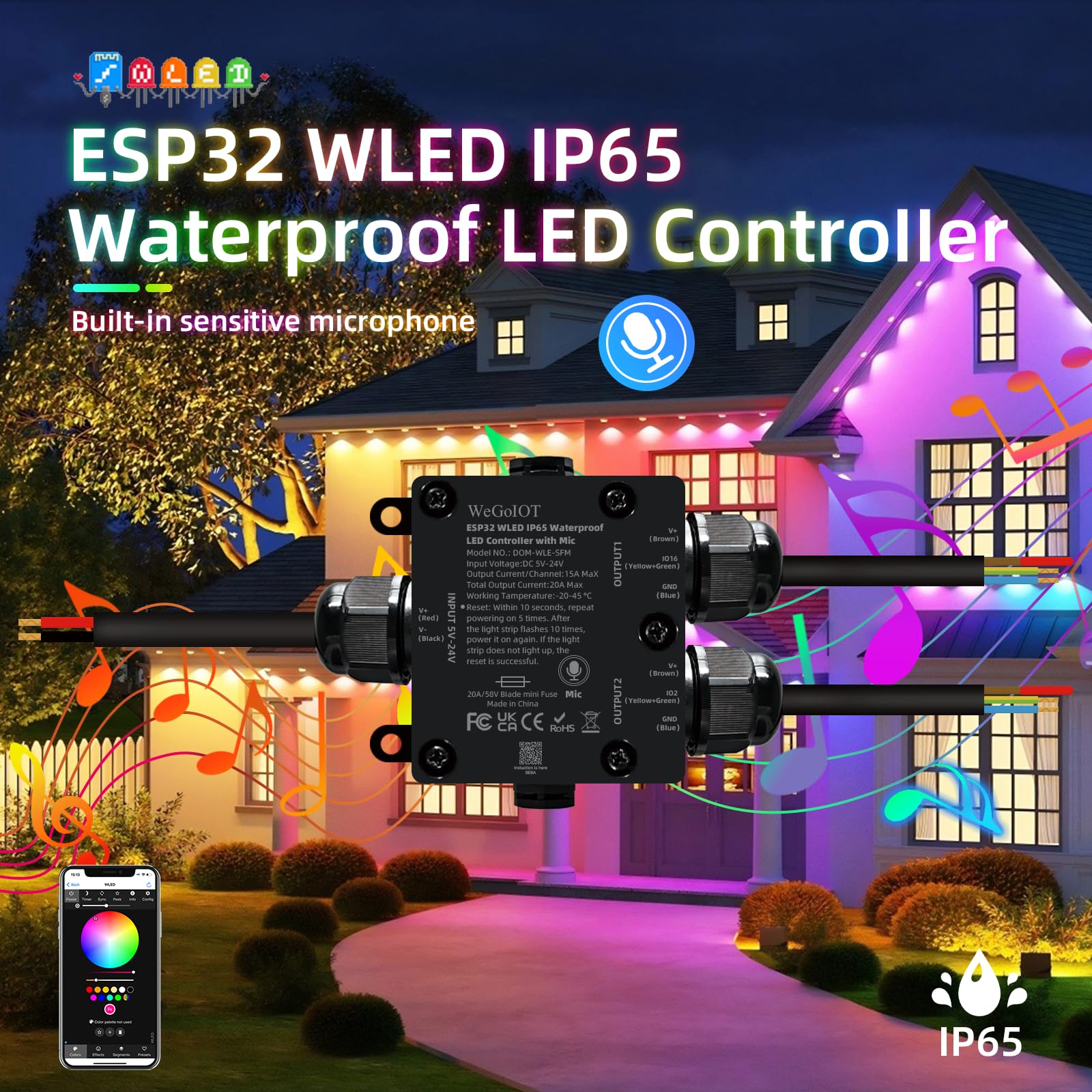 WeGoIOT mic-enabled controller for music-synced lighting