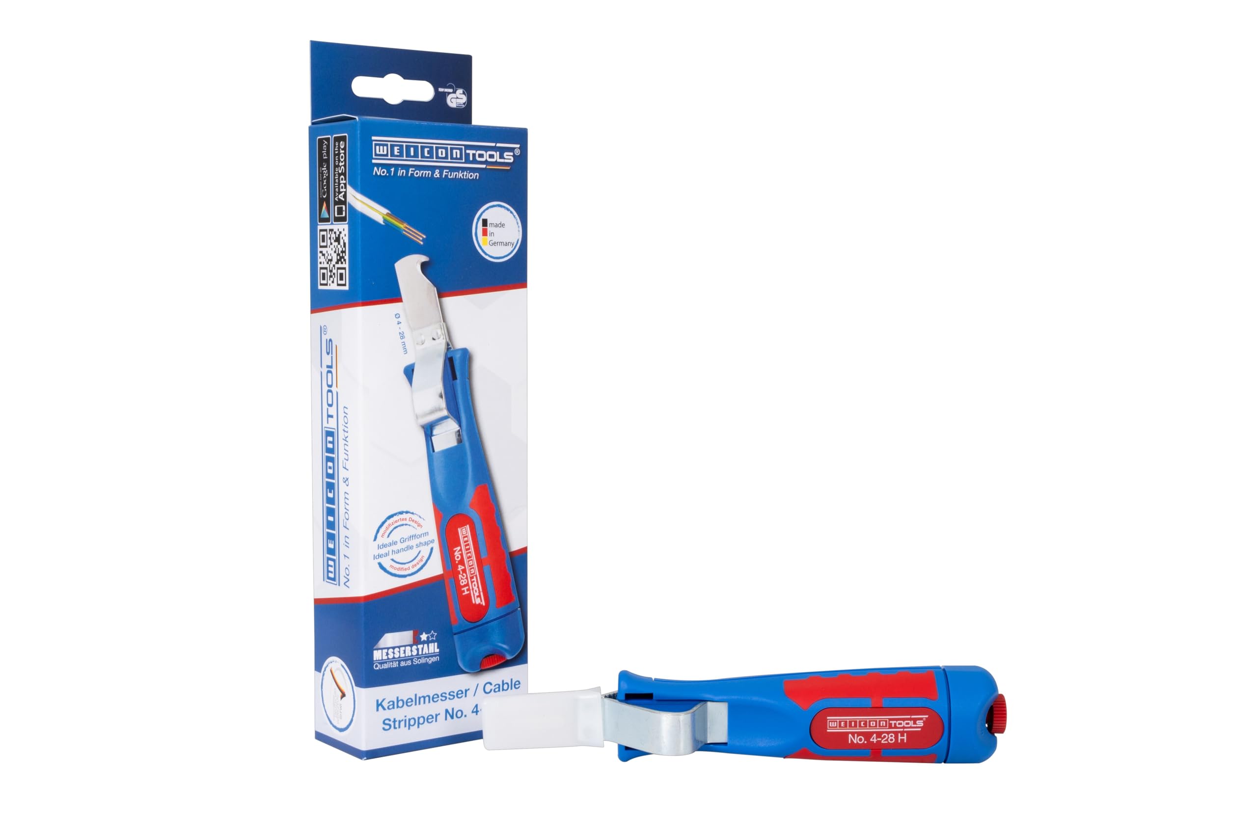 WEICON cable stripper No. 4-28 H with hooked blade for precise round cable removal