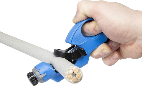 WEICON No. 4-29 cable stripper performs round cuts for clean sheath removal