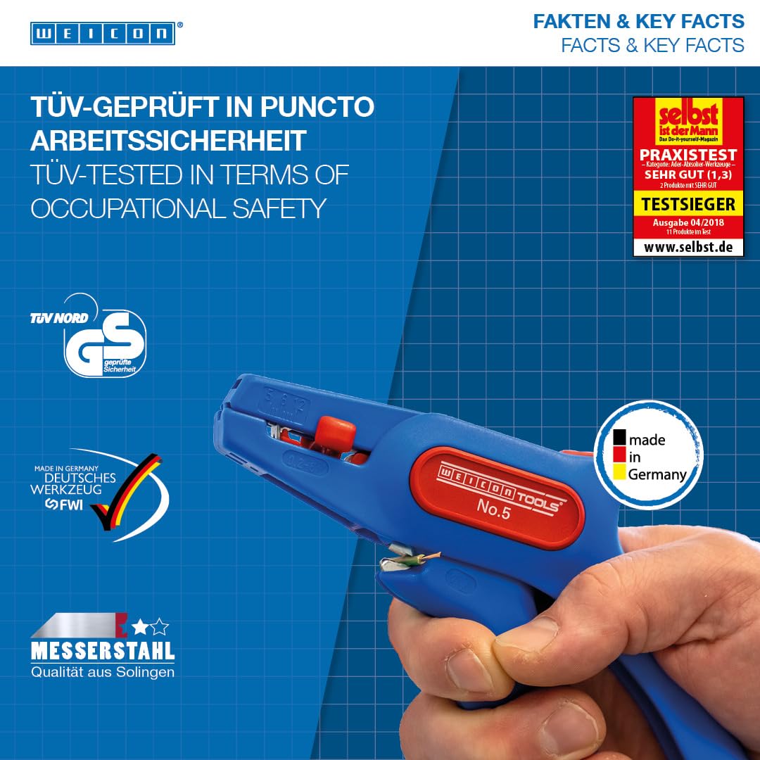 WEICON Wire Stripper No. 5 ergonomic design supports comfortable use during extended tasks.