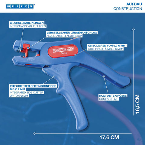 WEICON Wire Stripper No. 5 German manufacture ensures robust build and reliable performance.