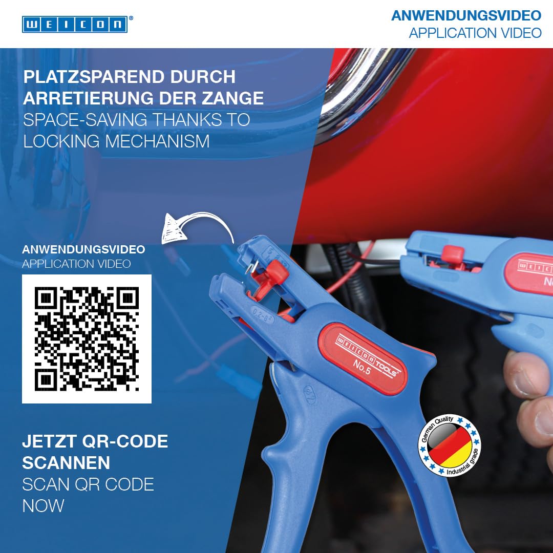 WEICON Wire Stripper No. 5 Solingen blade steel delivers lasting sharpness and clean cuts.