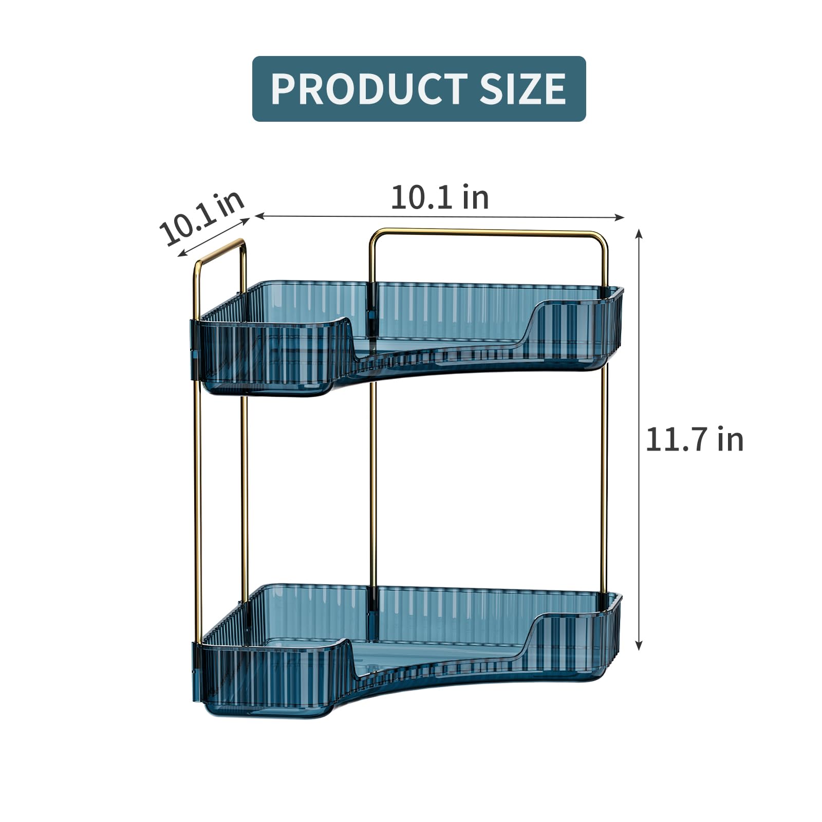 Weidace corner organizer blue side view highlighting space-saving corner fit