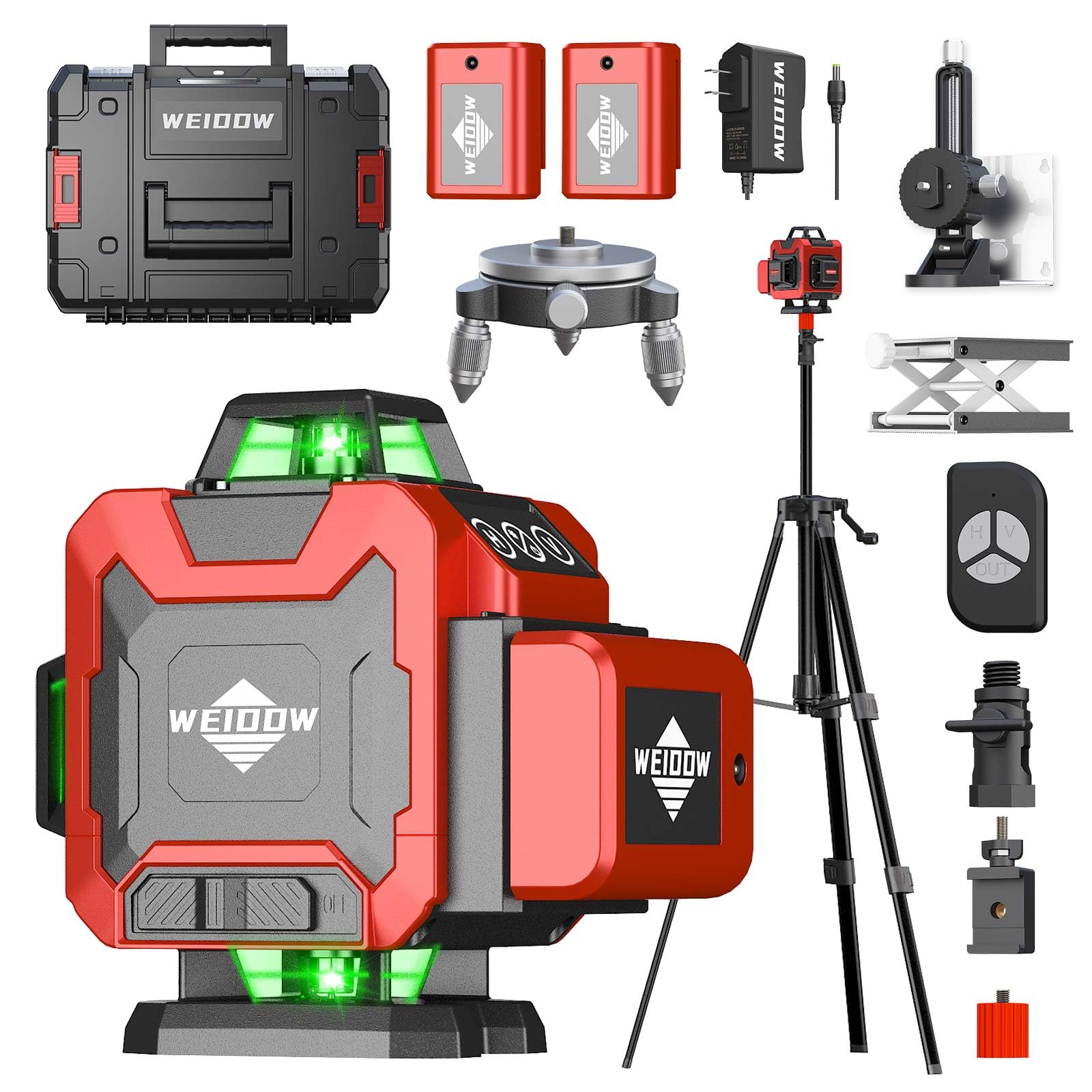 WEIDDW 16-lines laser level with tripod delivers precise alignment for tiling and cabinet installs.
