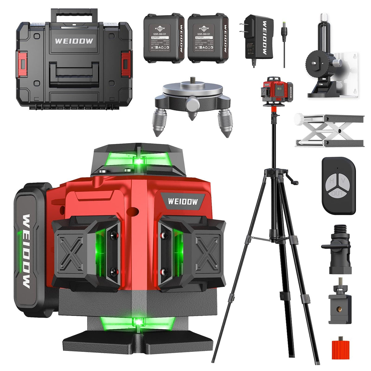 WEIDDW 360° laser level front view for precise indoor layouts.