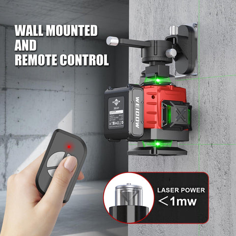 WEIDDW laser level provides four 360° planes for full-room alignment