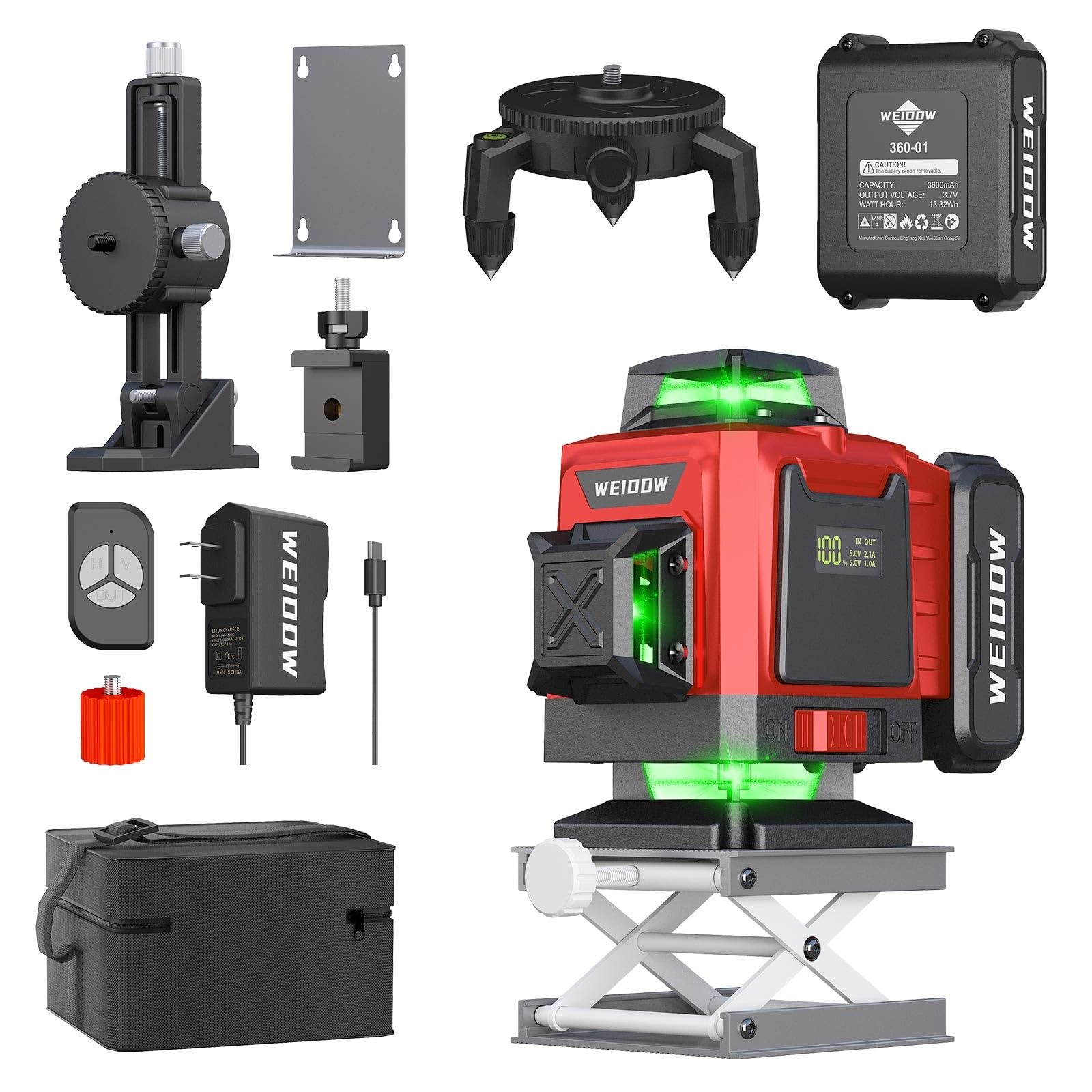 WEIDDW laser level with 16-line self-leveling for precise picture hanging