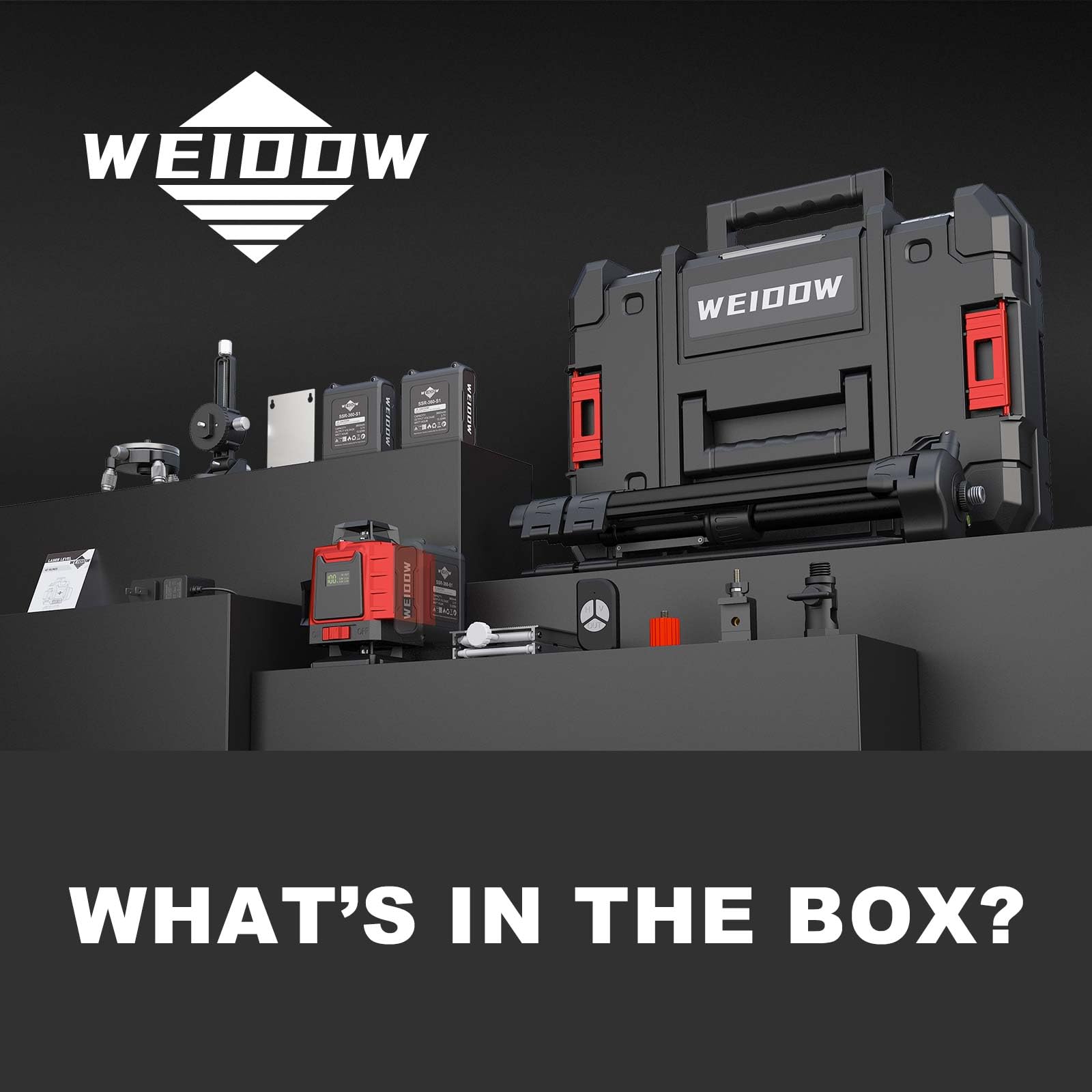 WEIDDW laser level tripod mount provides stable positioning.