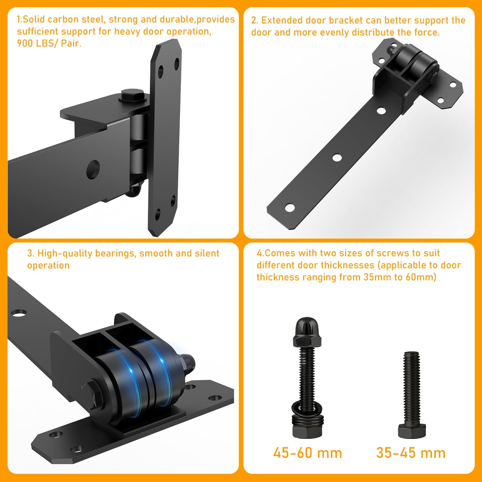 Weigreat bolt-on or weld-on hinge showing 180-degree opening flexibility.
